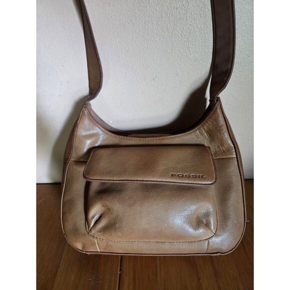 Fossil Shoulder Bag Genuine Leather Small In Size Lots Of Storage Great Bag! - Picture 1 of 9